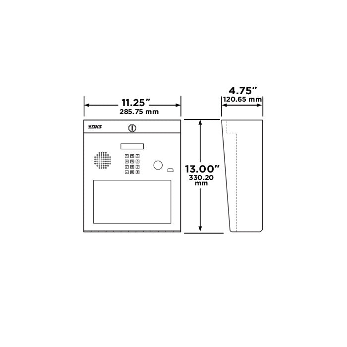 DoorKing 1810 Access Plus Telephone Entry System Surface Mount Dimensions