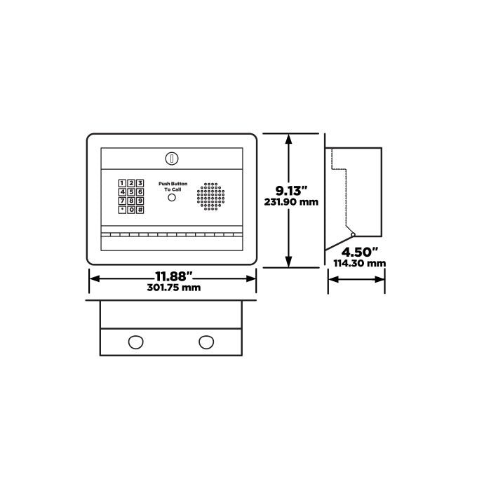 DoorKing 1812 Classic Telephone Entry System Flush Mount Dimensions