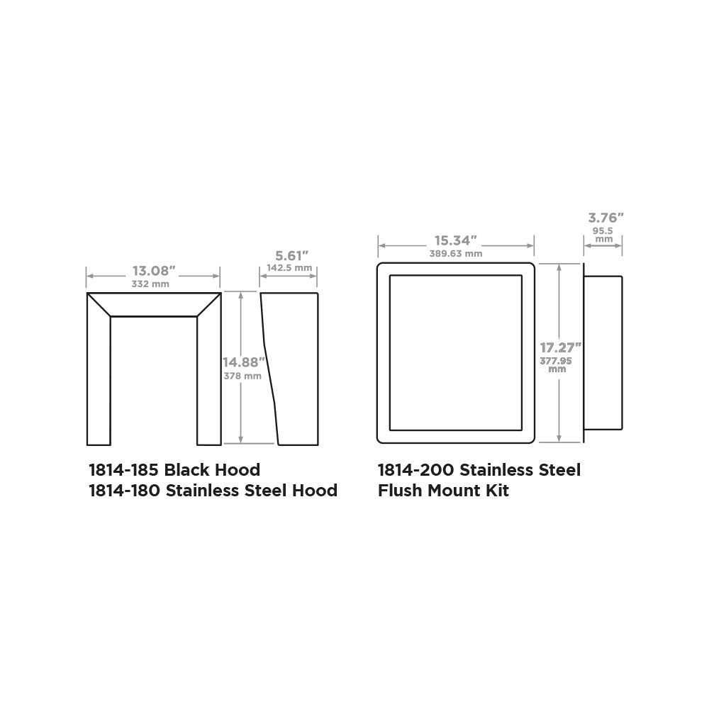 1814 Hood and Mount Dimensions