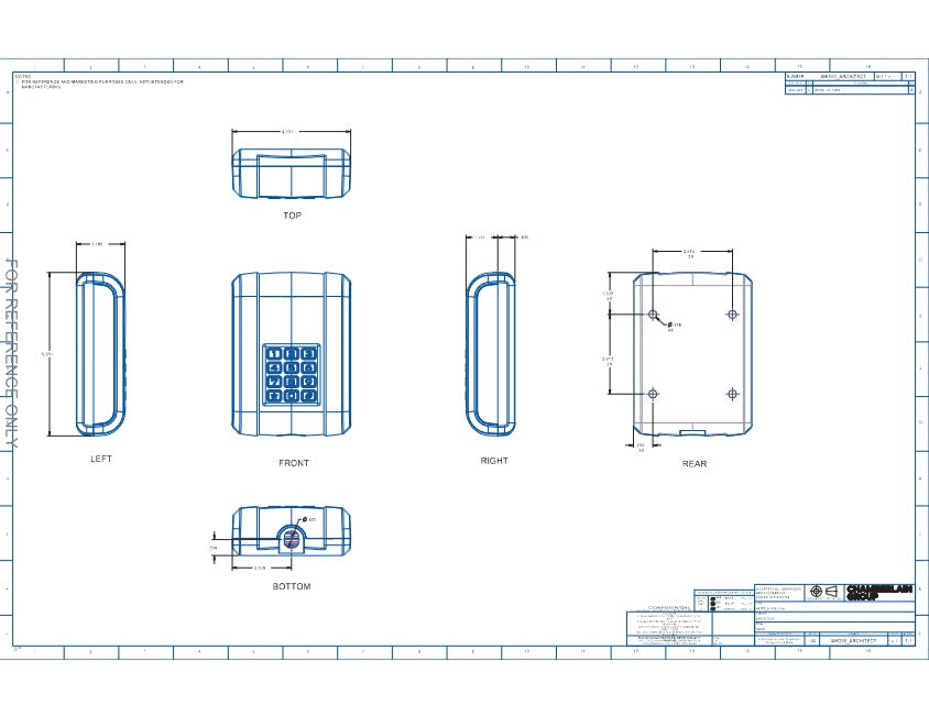 Liftmaster KPW5 Wireless Keypad Dimensions